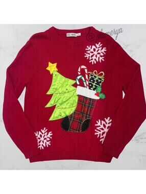 Retro Threads Ramie Cotton Women’s Holiday Christmas Cottage Sweater Size L